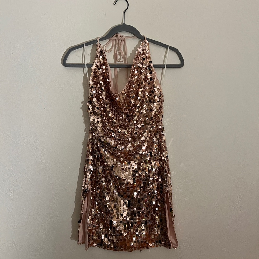 Sequin Halter Mini Dress